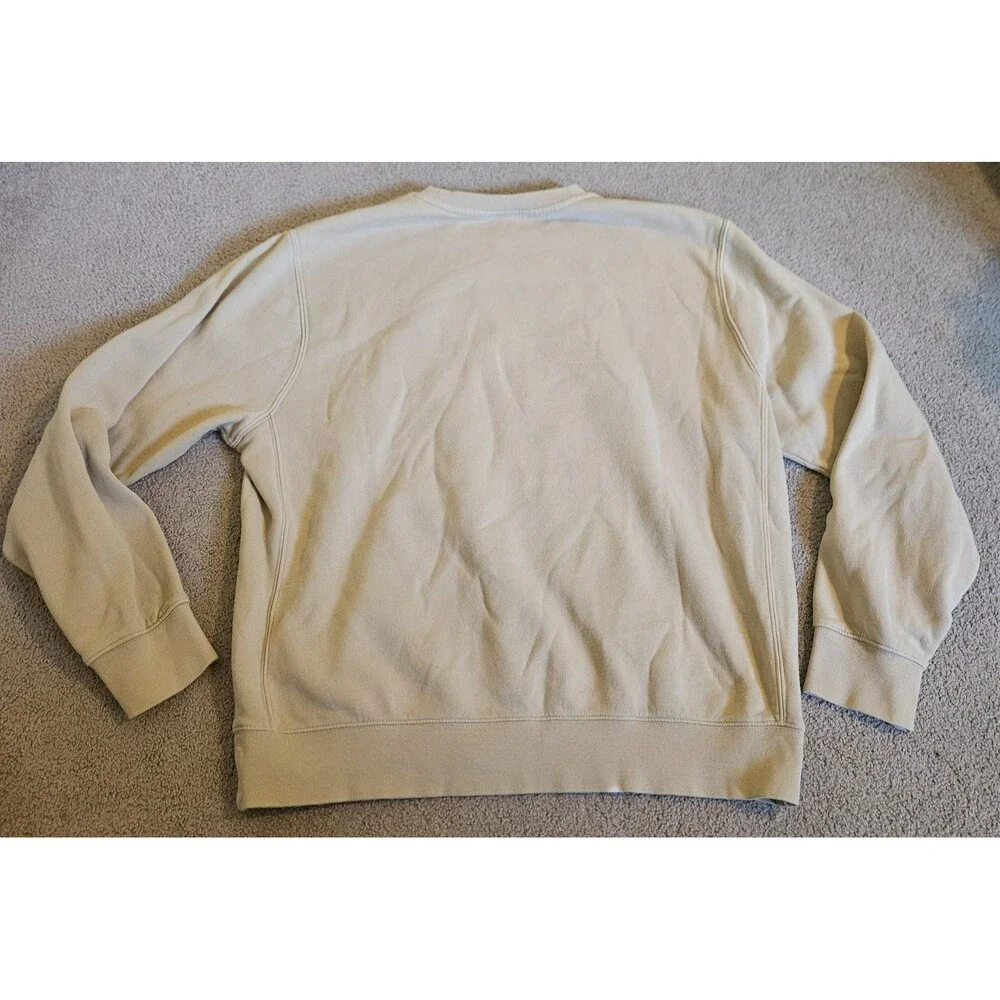 Nike Pullover Fleece Sweater Long Sleeve Cream Tan Logo Size M
